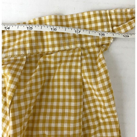 Vintage Mustard Yellow Cotton Apron with Long Straps Embroidered Stitch Detail - Picture 6 of 6